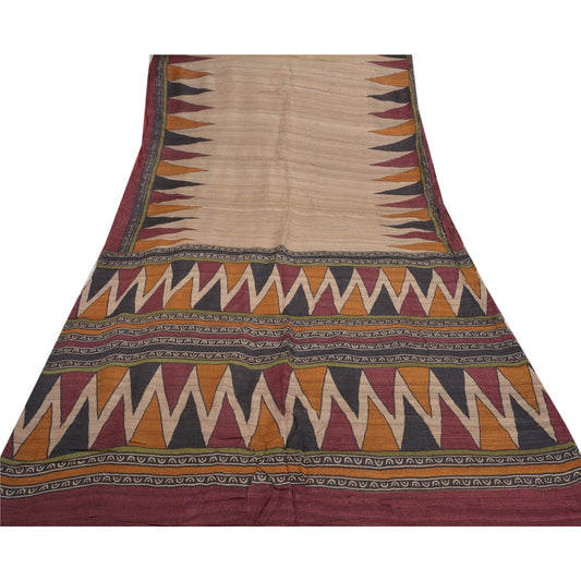 Sanskriti Vintage Brown Heavy Sarees Pure Handloom Silk Woven Printed Sari Sustainable Fabric