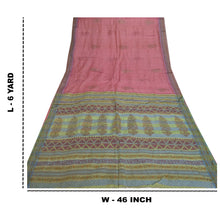 Load image into Gallery viewer, Sanskriti Vintage Pink Heavy Sarees Pure Tussar Silk Block Printed Sari Fabric
