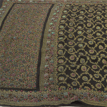 Load image into Gallery viewer, Sanskriti Vintage Black Heavy Sarees Pure Georgette Silk Hand Beaded Sari Fabric
