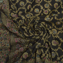 Load image into Gallery viewer, Sanskriti Vintage Black Heavy Sarees Pure Georgette Silk Hand Beaded Sari Fabric
