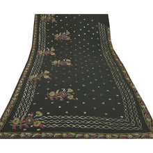 Load image into Gallery viewer, Sanskriti Vintage Heavy Sarees Pure Georgette Silk Handmade Black Sari Fabric
