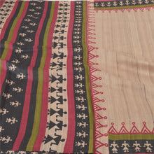 Load image into Gallery viewer, Sanskriti Vintage Cream Heavy Sarees Pure Handloom Silk Printed Wrali Sari Fabric
