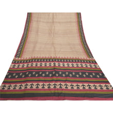 Load image into Gallery viewer, Sanskriti Vintage Cream Heavy Sarees Pure Handloom Silk Printed Wrali Sari Fabric
