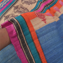 Load image into Gallery viewer, Sanskriti Vintage Blue Heavy Sarees Pure Handloom Silk Printed Sari 5 Yard Fabric
