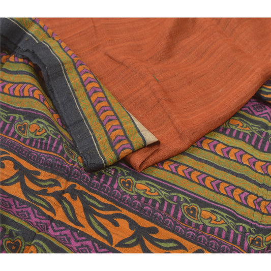 Sanskriti Vintage Saffron Heavy Sarees Pure Handloom Silk Printed Woven Sari Sustainable Fabric
