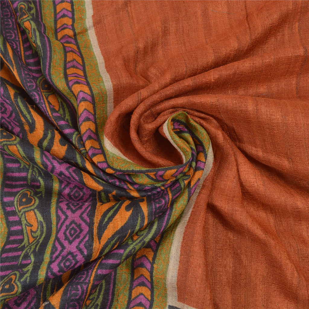 Sanskriti Vintage Saffron Heavy Sarees Pure Handloom Silk Printed Woven Sari Sustainable Fabric