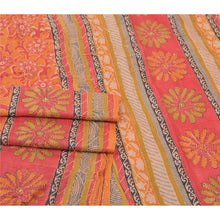 Load image into Gallery viewer, Sanskriti Vintage Mustard Heavy Sarees Pure Silk Hand Beaded Kantha Sari Fabric
