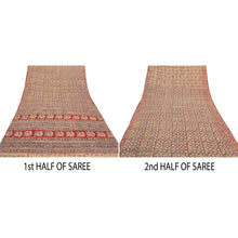 Load image into Gallery viewer, Sanskriti Vintage Brown Heavy Indian Sari Pure Cotton Kalamkari Sarees Fabric
