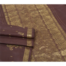 Load image into Gallery viewer, Sanskriti Vintage Heavy Wedding Sarees Pure Silk Brown Woven Brocade Sari Fabric
