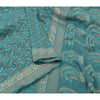 Sanskriti Vintage Heavy Sarees 100% Pure Silk Teel Blue Woven Indian Sari