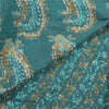 Sanskriti Vintage Heavy Sarees 100% Pure Silk Teel Blue Woven Indian Sari