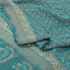 Sanskriti Vintage Heavy Sarees 100% Pure Silk Teel Blue Woven Indian Sari