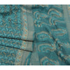 Sanskriti Vintage Heavy Sarees 100% Pure Silk Teel Blue Woven Indian Sari