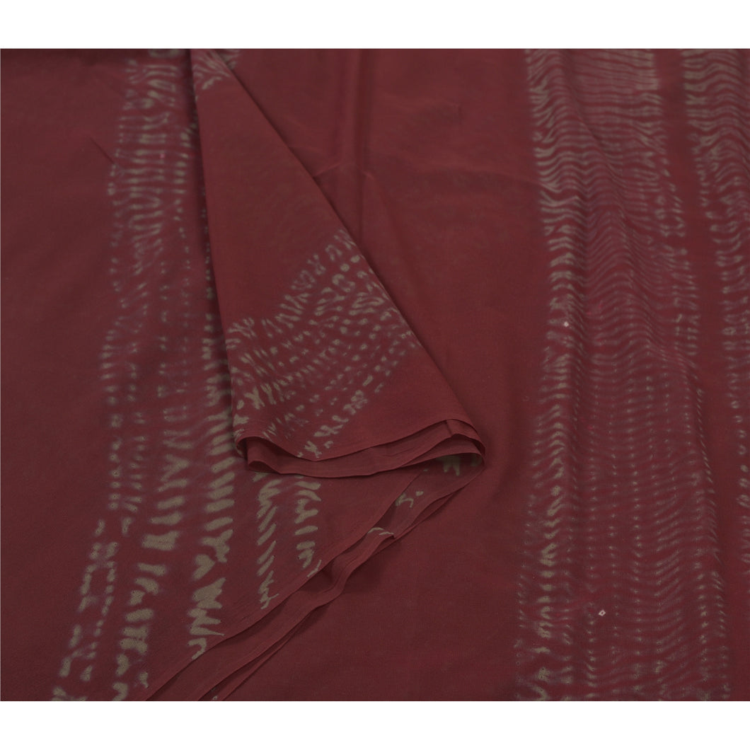 Sanskriti Vintage Dark Red Heavy Sarees Pure Georgette Silk Leheria Sari Fabric