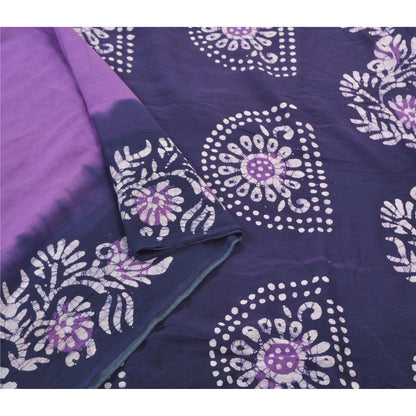 Sanskriti Vintage Heavy Blue Sarees Pure Cotton Batik Work Indian Sari Sustainable Fabric