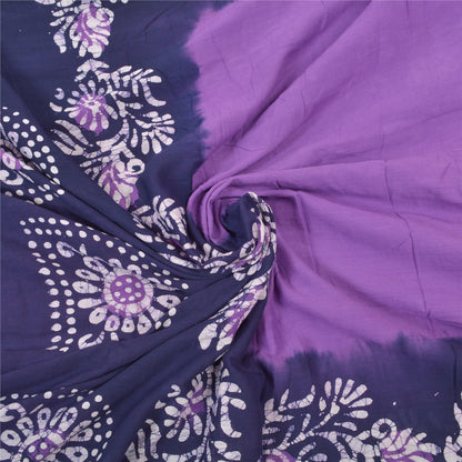 Sanskriti Vintage Heavy Blue Sarees Pure Cotton Batik Work Indian Sari Sustainable Fabric