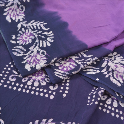 Sanskriti Vintage Heavy Blue Sarees Pure Cotton Batik Work Indian Sari Sustainable Fabric