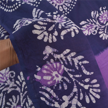 Sanskriti Vintage Heavy Blue Sarees Pure Cotton Batik Work Indian Sari Sustainable Fabric