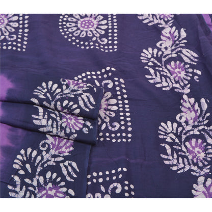 Sanskriti Vintage Heavy Blue Sarees Pure Cotton Batik Work Indian Sari Sustainable Fabric
