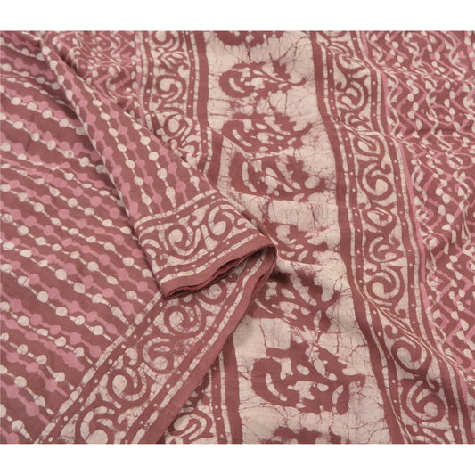 Sanskriti Vintage Brown Heavy Sarees 100% Pure Cotton Batik Work Sari Sustainable Fabric