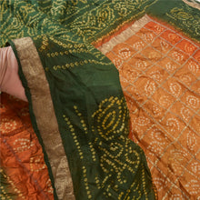 Load image into Gallery viewer, Sanskriti Vintage Heavy Green Sarees Pure Silk Bandhani Gharchola Sari Fabric
