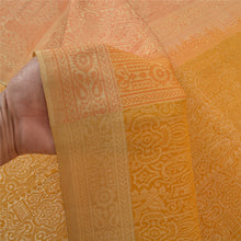 Load image into Gallery viewer, Sanskriti Vintage Heavy Mustard Sari Pure Silk Hand Woven Tanchoi Sarees Fabric
