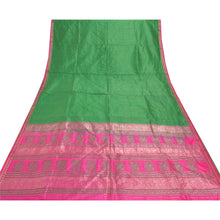 Load image into Gallery viewer, Sanskriti Vintage Heavy Green Sari 100% Pure Silk Woven Brocade Sarees Fabric
