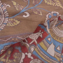 Load image into Gallery viewer, Sanskriti Vintage Heavy Brown Sarees Pure Cotton Kalamkari Animal Sari Fabric
