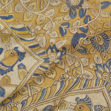 Load image into Gallery viewer, Sanskriti Vintage Heavy Mustard Sarees Pure Cotton Kalamkari Animal Sari Fabric
