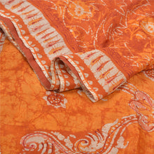 Load image into Gallery viewer, Sanskriti Vintage Orange Heavy Sarees Pure Silk Batik Work Indian Sari Fabric
