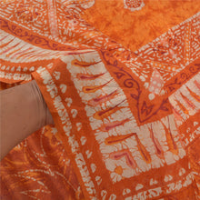 Load image into Gallery viewer, Sanskriti Vintage Orange Heavy Sarees Pure Silk Batik Work Indian Sari Fabric
