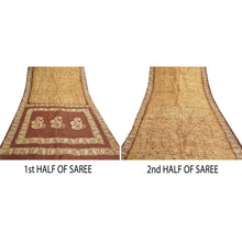Load image into Gallery viewer, Sanskriti Vintage Cream Heavy Indian Sari Pure Silk Batik Work Sarees Fabric
