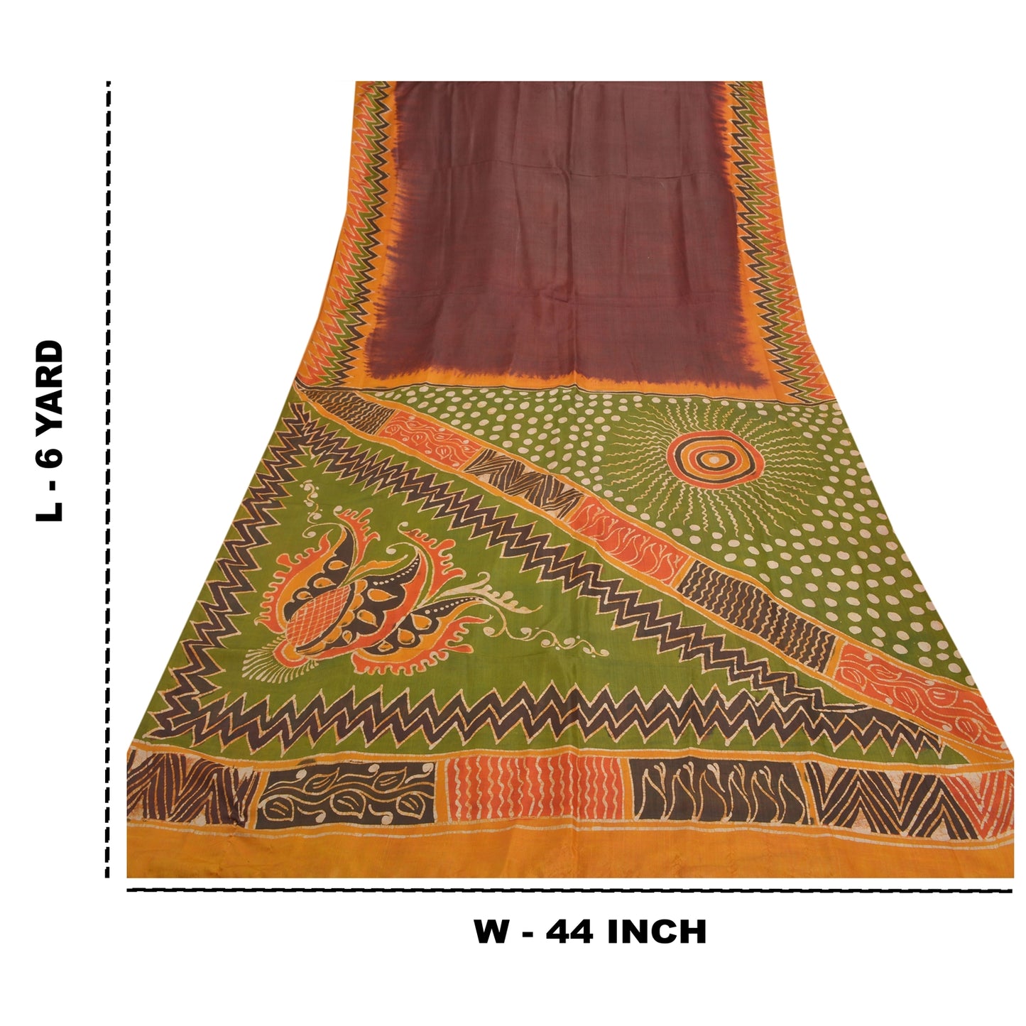 Sanskriti Vintage Cremefarvede Sarier Ren Bomuld Batik Håndværk Bæredygtigt Stof Premium Sari