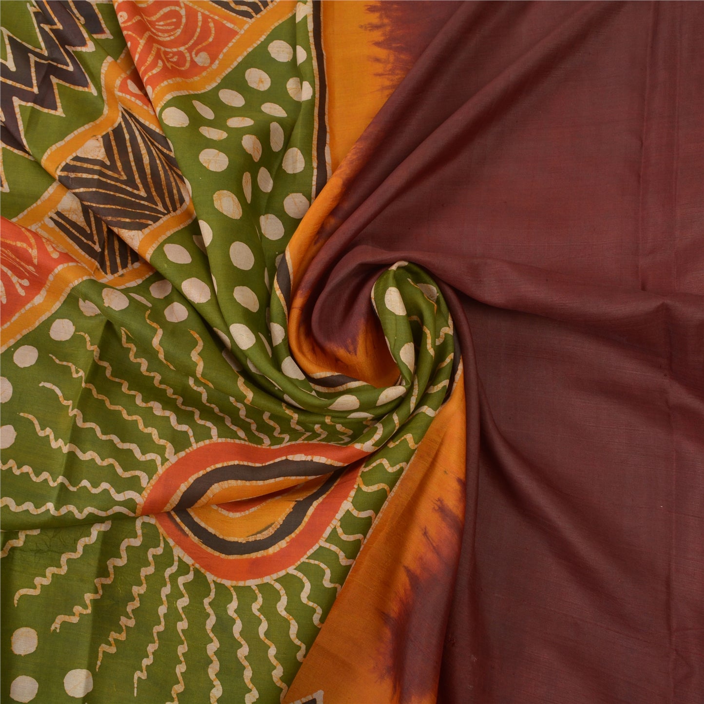 Sanskriti Vintage Cremefarvede Sarier Ren Bomuld Batik Håndværk Bæredygtigt Stof Premium Sari