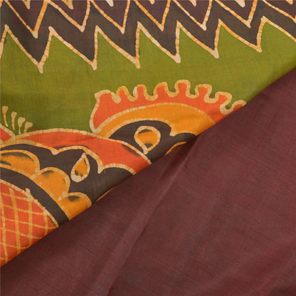 Sanskriti Vintage Cremefarvede Sarier Ren Bomuld Batik Håndværk Bæredygtigt Stof Premium Sari