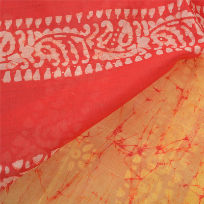 Sanskriti Vintage Batik Work Heavy Sari 100% Ren Silke Gul Sari Bæredygtigt Stof