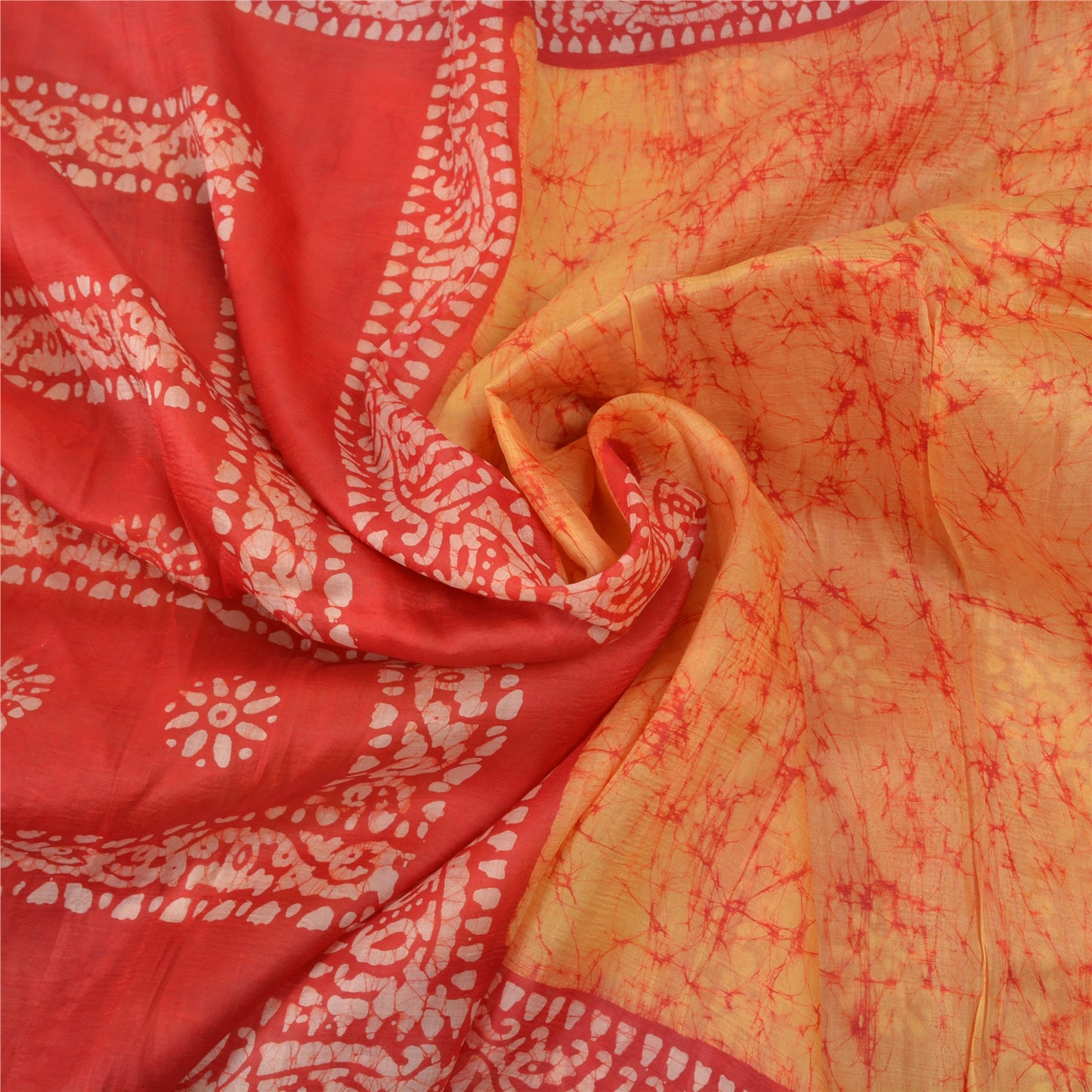 Sanskriti Vintage Batik Work Heavy Sari 100% Ren Silke Gul Sari Bæredygtigt Stof