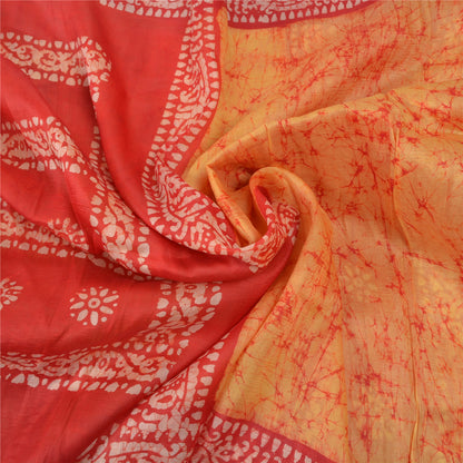 Sanskriti Vintage Batik Work Heavy Sari 100% Ren Silke Gul Sari Bæredygtigt Stof