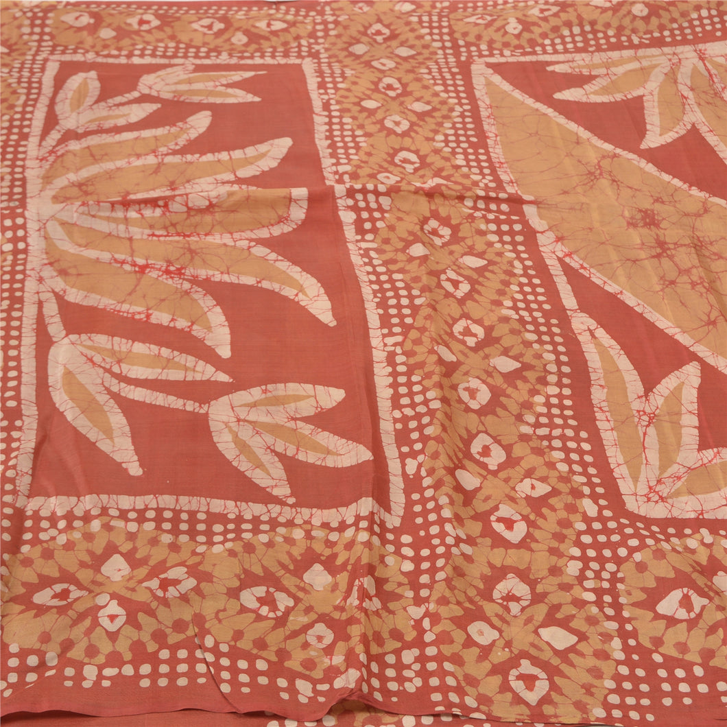 Sanskriti Vintage Brick Red Heavy Sarees Pure Silk Batik Work Indian Sari Fabric