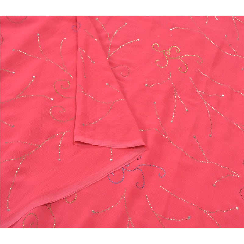 Sanskriti Vintage Saree Art Silk Pink Sarees Wedding Handmade Mukesh Work Special Bollywood Partywear 6yd Fabric upholstery fabric