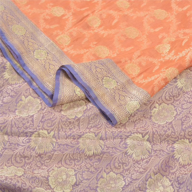Sanskriti Vintage Heavy Orange Sarier Ren Silke Håndvævet Sari 5 Yard Bæredygtigt Stof
