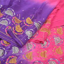 Load image into Gallery viewer, Sanskriti Vintage Heavy Pink Sarees Pure Crepe Silk Hand Beaded Sari Fabric

