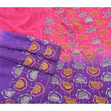 Load image into Gallery viewer, Sanskriti Vintage Heavy Pink Sarees Pure Crepe Silk Hand Beaded Sari Fabric

