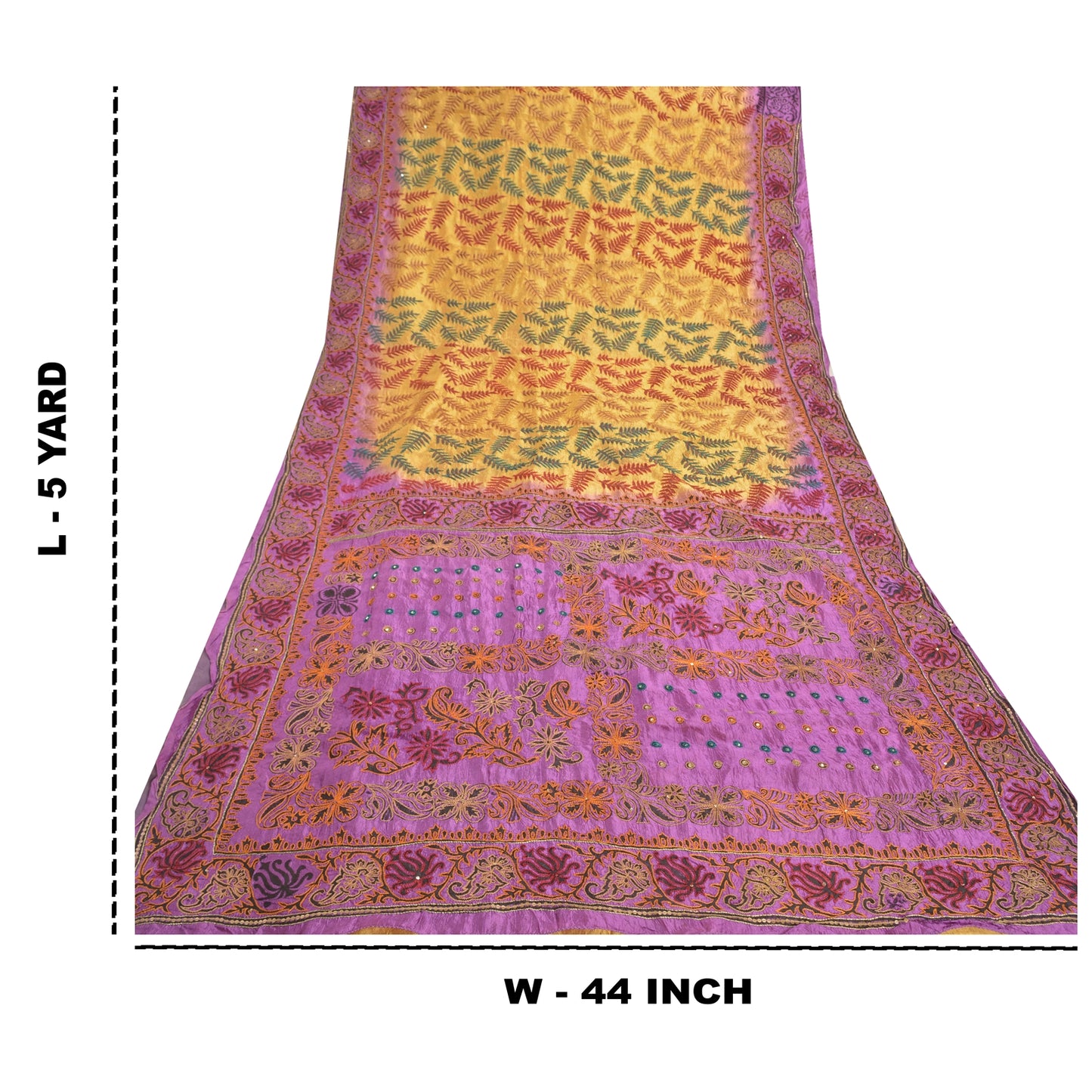 Sanskriti Vintage Purple Indian Sarees Pure Silk Hand Beaded Kantha Sari Sustainable Fabric