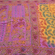Load image into Gallery viewer, Sanskriti Vintage Purple Indian Sarees Pure Silk Hand Beaded Kantha Sari Fabric
