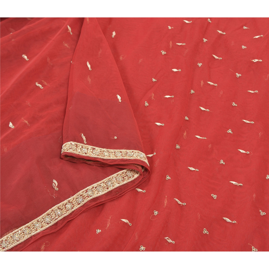 Sanskriti Vintage Heavy Wedding Sarees Net Mesh Hand Beaded Zardozi Sari Fabric