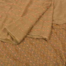 Load image into Gallery viewer, Sanskriti Vintage Heavy Brown Sarees Pure Chiffon Silk Hand Beaded Sari Fabric
