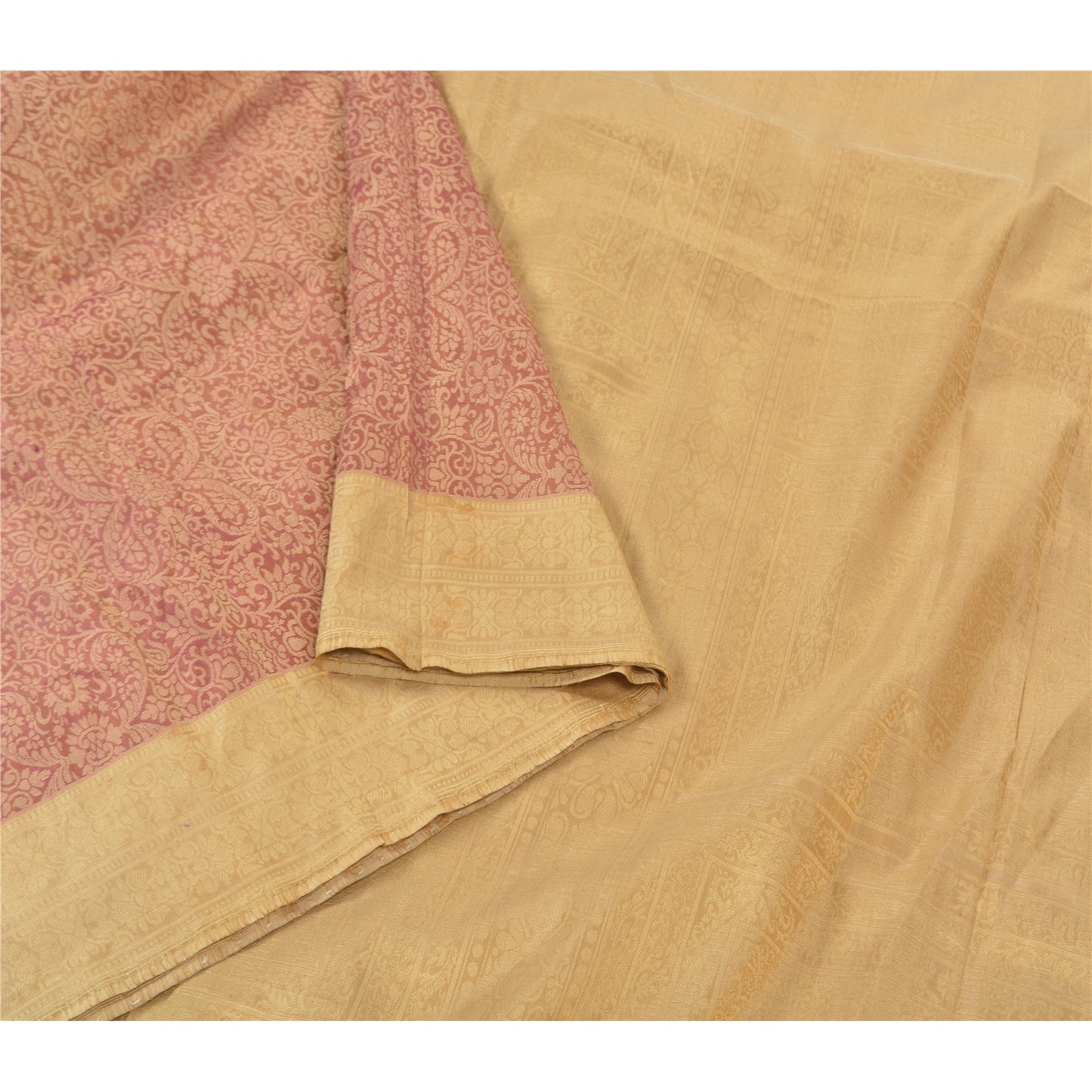 Санскритские винтажные тяжелые индийские сари, сотканные из 100% чистого шелка, устойчивая ткань, 5 ярдов сари