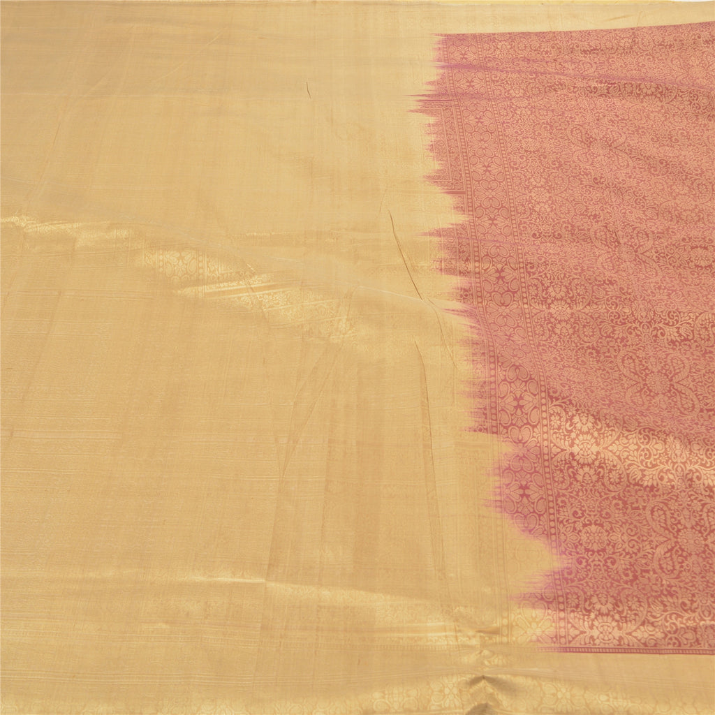 Санскритские винтажные тяжелые индийские сари, сотканные из 100% чистого шелка, устойчивая ткань, 5 ярдов сари