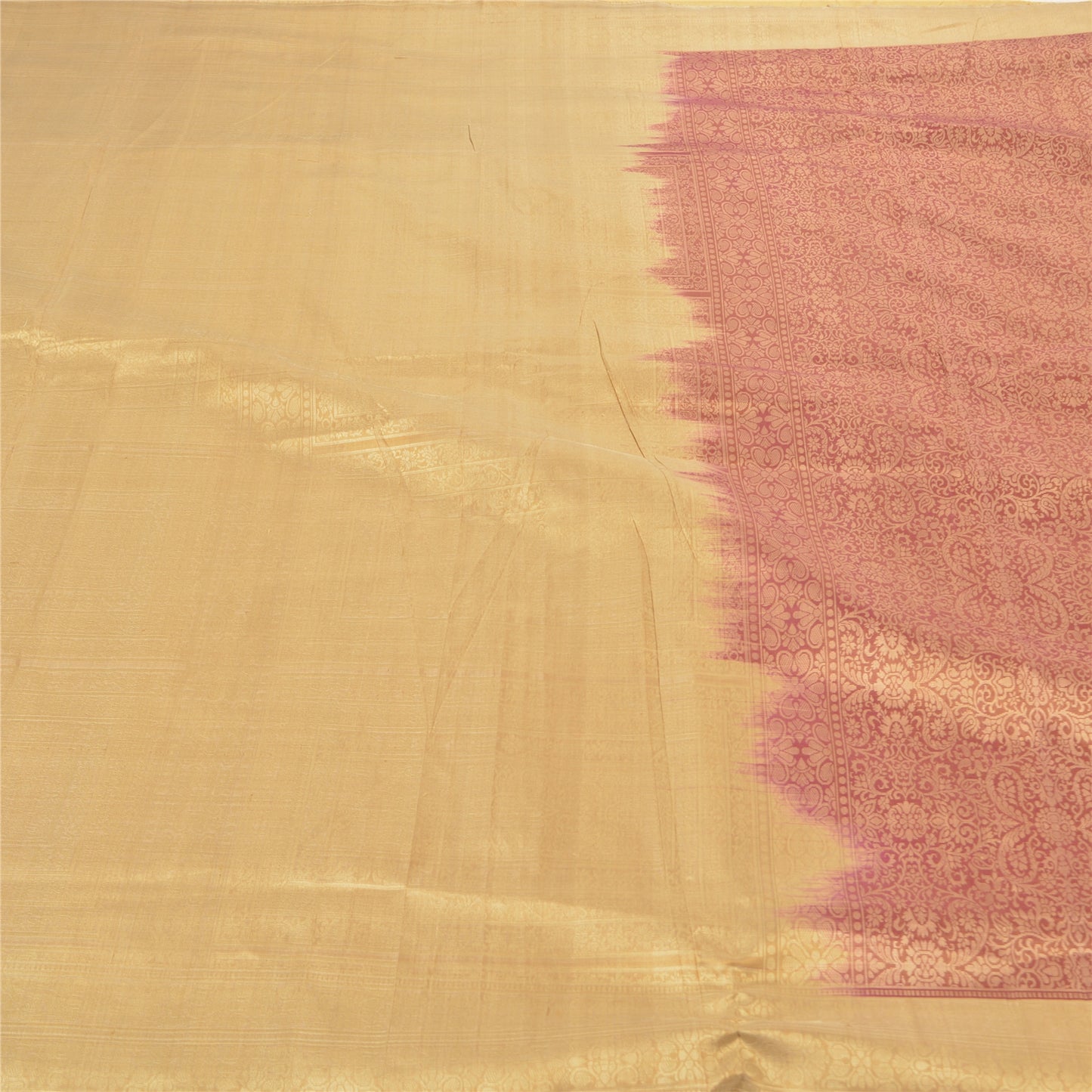 Санскритские винтажные тяжелые индийские сари, сотканные из 100% чистого шелка, устойчивая ткань, 5 ярдов сари